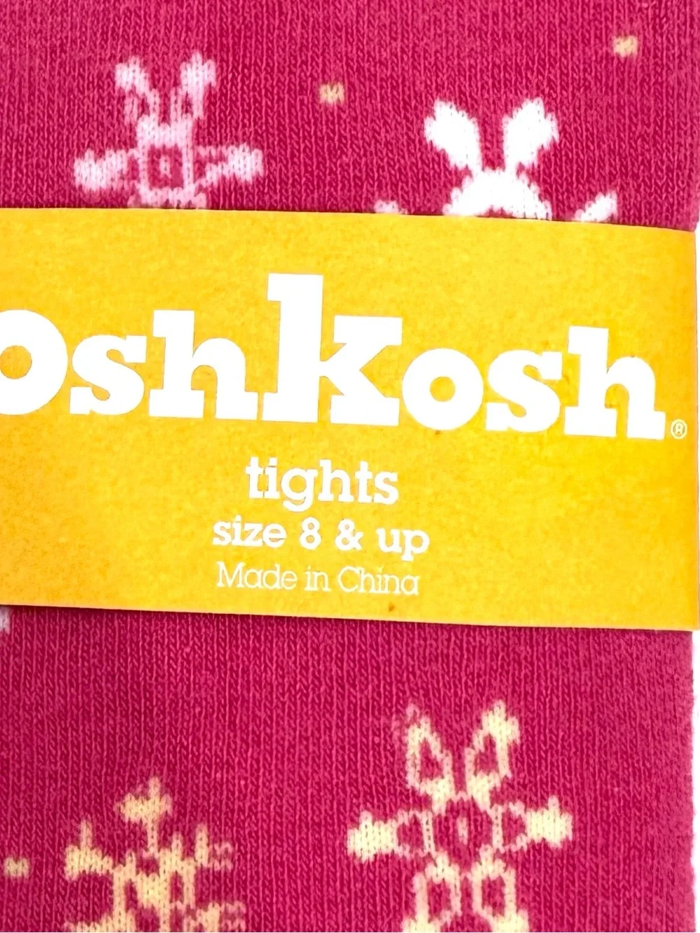 OshKosh B’Gosh Snowflake Printed Pink Tights W/ Seamless Comfort Toe Size 8+ Nwt